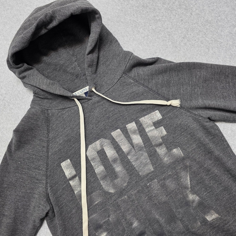 Victorias Secret PINK Pullover Hoodie Large Gray Silver Metallic Logo Sweatshirt